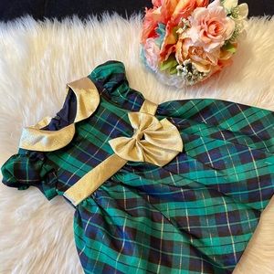 Bonnie Baby - Plaid Green & Gold 18M Dress
